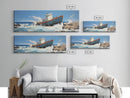 Man Vs. Ocean, Tugboat Crashing On The Rockets, Framed Canvas Print, Nautical Decor, Nautical Centerpiece