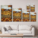 Cozy Fall Farmhouse With Pumpkins Framed Canvas Print Autumn Wall Art Country Farmhouse Decor Best Gift Idea Above Sofa Seasonal Art