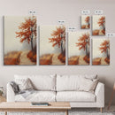 Framed Canvas Print of a Cozy Autumn Path with Trees and Fall Leaves, Rustic Country Decor, Moody Landscape Art, Best Gift Idea, Fall Decor