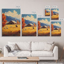 Cowboy Herding Cattle Framed Canvas Print Rustic Autumn Landscape With Barn And Vibrant Fall Colors Perfect Country Christmas Decor Art