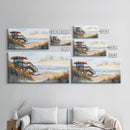 Christmas vacation decor Framed Canvas Print coastal beach cabin snowy winter landscape holiday decor gallery wall Christmas wall print
