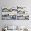 Snowy Barn Horses Canvas Print Winter Landscape Art Farmhouse Christmas Wall Art Framed Canvas Print Rustic Christmas Outdoor Decor