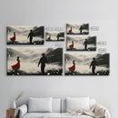 Winter Forest Cowboy Framed Canvas Print Christmas Cowboy Art Above Sofa Holiday Wall Decor Seasonal Winter Wonderland Gift