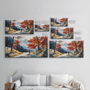 Cowboy Riding In Winter Snow Framed Canvas Print Tall Art Winter Landscape Rustic Christmas Decor Western Home Wall Art Mountain Gift Idea