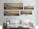 Muted Beach Framed Oil Painting Canvas Print, Minimalist Coastal Decor, Seascape Painting, Long / Horizontal Beach Wall Art, Panoramic Art