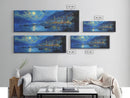 Midnight in Italy - Full Moon - Italian Oil Painting Canvas Print - Whimsical / Eclectic Landscape Painting - Minimalist Boho Home Decor