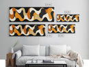 Amber Waves - Framed Canvas Print - Boho Abstract Wall Art - Modern Home Decor - MCM Style Black Background Wall Art