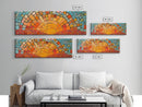 Wood Framed Mid Century Modern Wall Art - Sunset Mosaic Tiles Print - Horizontal Modern Wall Art - Panoramic Above Bed Decor - Boho Wall Art