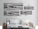 Subdued Black and White Ocean Photography Style Print, Panoramic Wall Art, Wood Framed Canvas Art, Seascapes, Nautical Decor