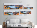 Fall In The Valley, Framed Canvas Print, Wood Framed Wall Art, Panoramic Landscape Painting