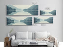 Reflections on an Overcast Day, Framed Canvas Print, Moody Decor, Foggy Landscape Painting, Panoramic Wall Art