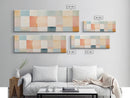 MCM Style Abstract Square, Framed Canvas Print, Mid-Century Modern Wall Art, Pastel Colors, Large Horizontal Wall Art Print