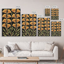 Abstract Flower Retro Painting Canvas Print, Large Wall Art, Original Minimalist Yellow Floral Art, Custom Painting Boho Wall Decor Living Room