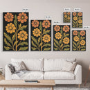 Abstract Geometric Flowers, Minimalist Botanical Floral Canvas Wall Art Print, Mid Century Modern Boho Decor, Neutral Subdued Flower Art