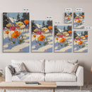 Wild Flowers In The Snow, Framed Canvas Print, Original Floral Painting Print, Modern Wall Art, Modern Custom Art, Winter Art
