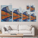 Fall In The Mountains Framed Canvas Print, Housewarming Gift, Boho Landscape Painting, Autumn Wall Art, Top Selling Wall Art