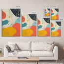 Framed Canvas Print, Retro 90s Style Wall Art, Orange, Turquoise and White Art, Modern Wall Art, Mid-Century Art