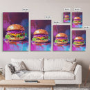 Cheeseburger Oil Painting Canvas Print, Hamburger Wall Art, Kitchen Painting, Kitchen Wall Art, Food Print, Restaurant Decor