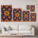 Botanical Pattern Wall Art Framed Canvas Print, Wood Framed Art, Mexicano Art, Mexican Tile Print Wall Art, Chicano Farmhouse Art
