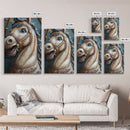 Creepy Carrousel Horse Framed Canvas Print, Nursery Decor, Wood Framed Wall Art Home Decor