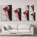 Abstract Red Rose Painting Canvas Print, Vintage Inspired Flower Print, Vintage French Country Art, Duality Art, Statement Piece, Center Piece Art