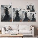 The Witch and her Crows, Framed Canvas print, Spooky Season Halloween Wall Art, Gothic Home Decor, Witch Wall Art, Halloween Art