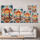 Art Deco Abstract Nativity Painting Print, Canvas Art, Rustic Christmas Wall Art, Christmas Decor, Christmas Painting, Xmas Decor