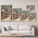 Christmas in Boston Framed Canvas Print, Christmas Village Wall Art, Christmas Prints, Christmas Decor Idea, Christmas Art