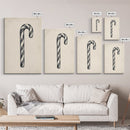 Black and White Candy Cane Sketch, Canvas Print, Christmas Decor, Christmas Painting, Christmas Wall Art