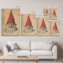 Sketch of a Gnome Canvas Print - Framed Canvas - Minimalist Christmas Art - Boho Christmas Art - Rustic Christmas Art