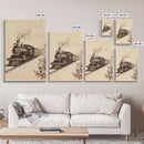 Boho Christmas Train Canvas Print - Framed Canvas - Minimalist Christmas Art - Boho Christmas Art - Rustic Christmas Art