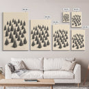 Sketch of a Christmas Tree Farm Canvas Print - Framed Canvas - Minimalist Christmas Art - Boho Christmas Art - Rustic Christmas Art