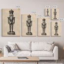 Retro Nutcracker Canvas Print - Framed Canvas - Minimalist Christmas Art - Boho Christmas Art - Rustic Christmas Art
