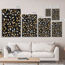 Ivy Leaves Framed Canvas Print, Mid Century Modern Pattern art, Botanical Print, Botanical Wall Art, Black Background
