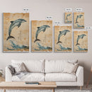 Wabi Sabi Dolphin Print, Framed Canvas Print, Dolphain Painting, Dolphin Print, Nautical Decor, Dolphin Art, Boho Style Minimalist Art