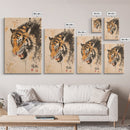 Japanese Style Tiger Painting Print, Tiger Roar, Wabi Sabi Style Art, Animal Prints, Tiger Painting, Tiger Oil Painting Canvas Print