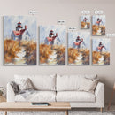 Maine Wall Art, Canvas Print, Ready To Hang Wall Art With Wood Frame, Maine Watercolor Painting, Nautical Home Decor