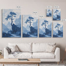 Chinoiserie Wall Art, Chinoiserie Style Canvas Print, Chinoiserie Blue Painting, Retro Boho Style Minimalist Wall Art, Blue Painting