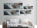 The Storm and the Sailboat Framed Canvas Print - Sailboat Painting - Nautical Decor - Hurricane Painting - Nautical Sailboat Landscape Painting