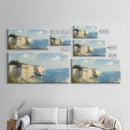 White Cliffs of Dover Framed Canvas Print, England Landscape Painting, Whimsical Wall Art, Light and Airy Eclectic Home Decor, Room Brightening