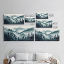 Foggy Mountain Landscape At The Break of Dawn, Framed Canvas Print, Foggy Landscape Painting, Blue Ridge Mountains Painting Print