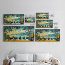 Mural of Kerala Framed Canvas Print, Jaipur Art, Indian Wall Art, Garden Wall Art, Botanical Wall Art, Colorful Wall Art, Kerala Painting