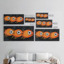 Retro 19th Century Folk Art Canvas Print, Funny Gold Fish Painting, Folk Art Painting, Whimsical Wall Art, Gold Fish Wall Art