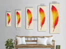 Red and Orange Feather Painting Print - Boho Wall Art - Framed Canvas Print - Tall Skinny Art - Minimalist Home Decor - Rustic Decor