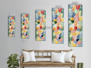 Stained Glass Mosaic Framed Canvas Print Vibrant Moroccan Wall Art Bright Geometric Long Skinny Living Room or Bedroom Decor