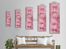 Pink Bows Framed Canvas Print Whimsical Art Light Pink Wall Art Long Narrow Wall Art Tall Skinny Art Dorm Decor Gift Idea