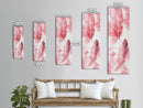 Elegant Feather Art Framed Canvas Print Boho Wabi Sabi Decor Vertical Wall Art Minimalist Feather Design Light Pink Wall Art