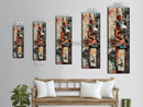 Urban Graffiti Canvas Print with Orange and Teal Accents, Long Narrow Wall Art for Contemporary Home or Living Room Decor