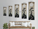 Mystical Moon and Bonsai Canvas Print Zen Wall Art Serene Wabi Sabi Decor Minimalist Nature Artwork Vertical Framed Artwork