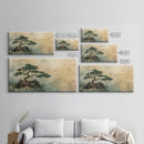 Japanese Pine Tree Art Framed Canvas Print Wabi Sabi Art Minimalist Artwork Rustic Decor Zen Wall Art Living Room Above Sofa Art